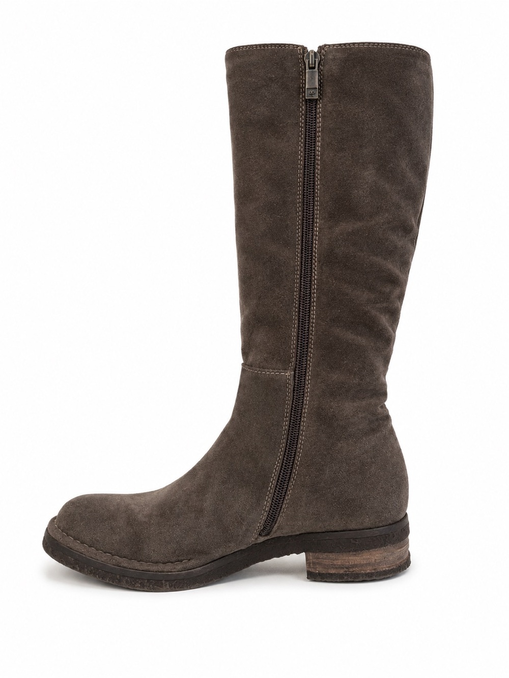 Alberto Fermani Tall Suede Zip Boot in Dark Gray-Brown CT